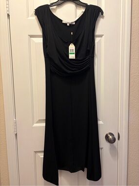 Studio M Black Draped Midi Dress L